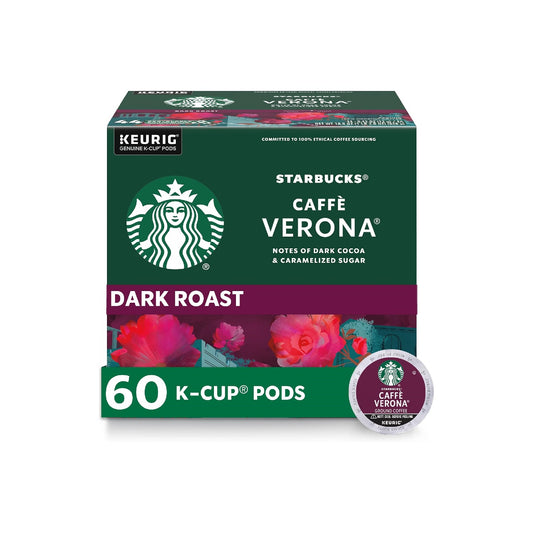 Starbucks K-Cup Coffee Pods, Dark Roast Coffee, Caffè Verona, 100% Arabica, 6 boxes (60 pods total)